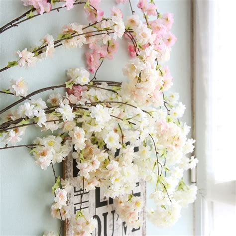 Columbus10 · free shipping over $49 Artificial Sakura Flowers Natural Vertical Silk Cherry ...