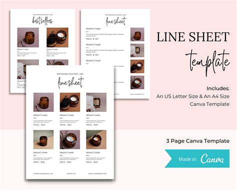 Line Sheet For Wholesale Canva Template Minimalist Line Etsy