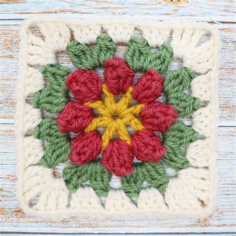 How To Crochet A Popcorn Flower Granny Square Adorecrea Com