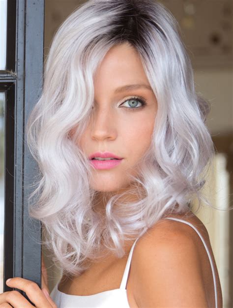 Monofilament Curly Shoulder Length Grey Wigs Lace Wigs Grey Wigs