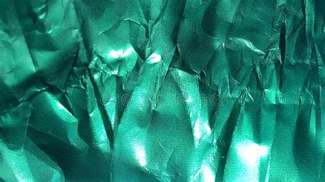 Crumpled Green Foil Metallized Wrinkled Surface Stock Image Image Of