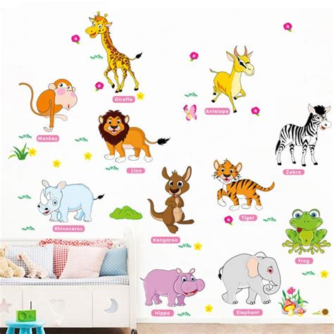 Cute Cartoon Animals Wall Sticker Animal English Name