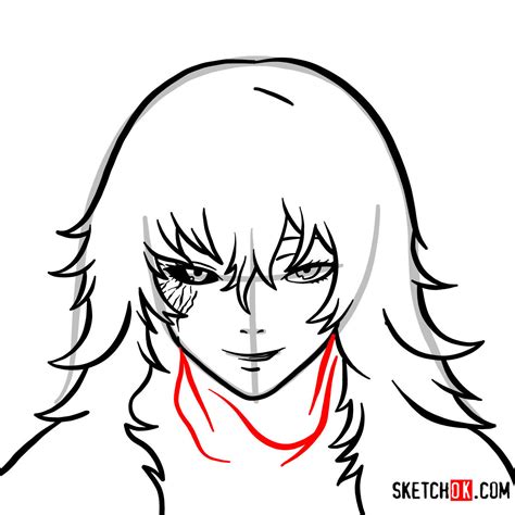 How To Draw Eto Yoshimuras Face Tokyo Ghoul Sketchok Easy Drawing