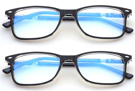 2 pairs blue ray blocking lens light weight frame acetate spring temple computer reading