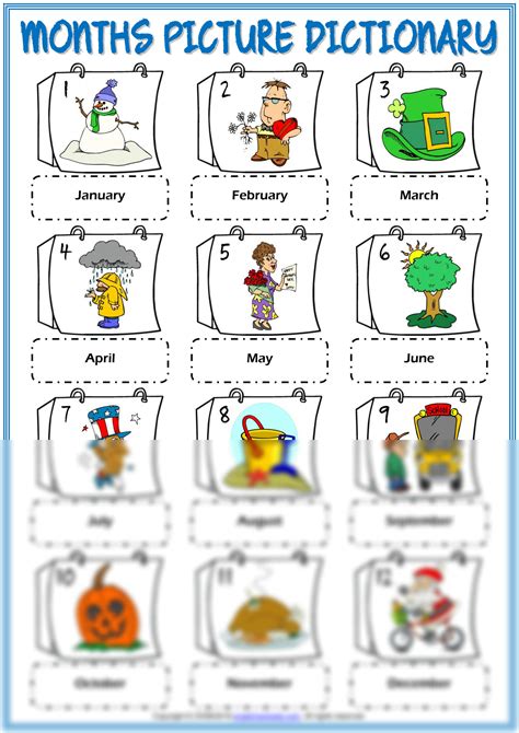 Solution Months Vocabulary Esl Picture Dictionary Worksheet For Kids