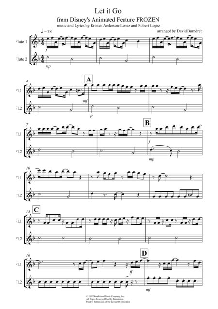 Download Let It Go From Frozen For Flute Duet Sheet