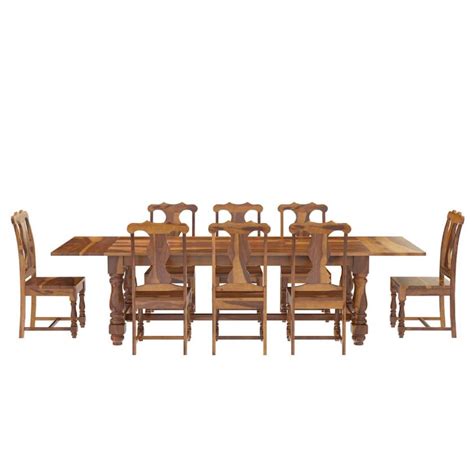 Oroville Solid Wood Extendable Farmhouse Dining Table Set For 8