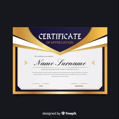 Free Vector Beautiful Golden Certificate Template