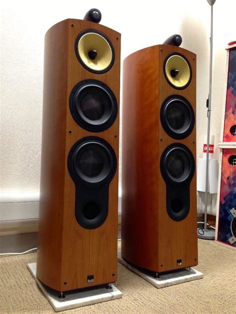 Pair Of Bowers And Wilkins 803s Speakers In Cherry Wood Bandw Floor