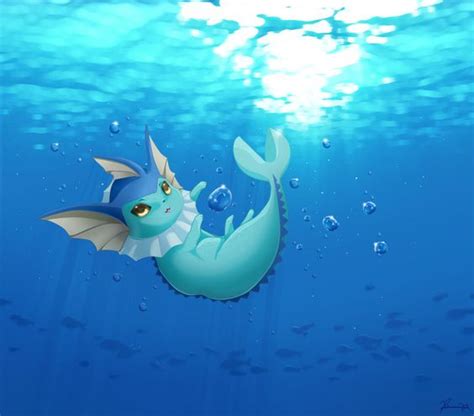 Vaporeon Digital Art Under Water Pokemon Eevee Evolution Water