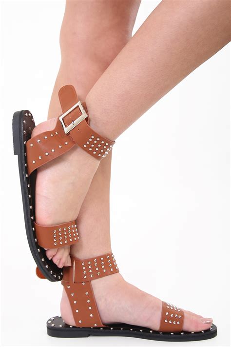 Studded PU Ankle Strap Sandals | Stylewise Direct