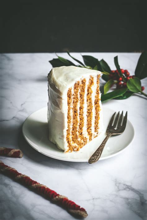 Grain Free Vertical Gingerbread Cake With Lemon Cream Cheese Frosting