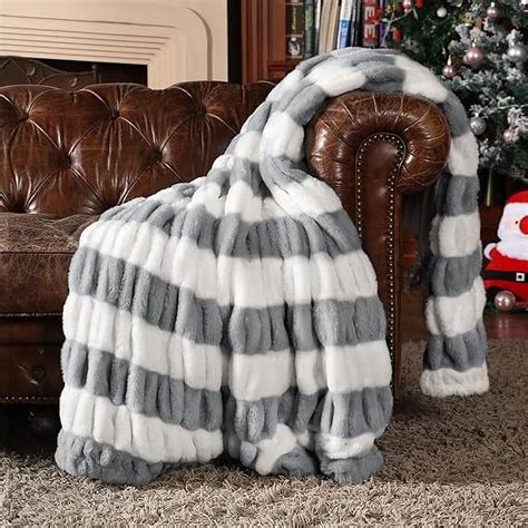 Cozy Bliss Luxury Ruched Soft Fuzzy Faux Fur Throw Blanket For Couch