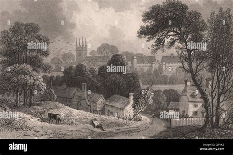 Penshurst Kent Showing Church Of St John The Baptist Shepherd Print 1829 Stock Photo Alamy