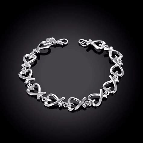 Women Jewelry 8 Inch Bracelet 925 Sterling Silver Fashion Charm Full