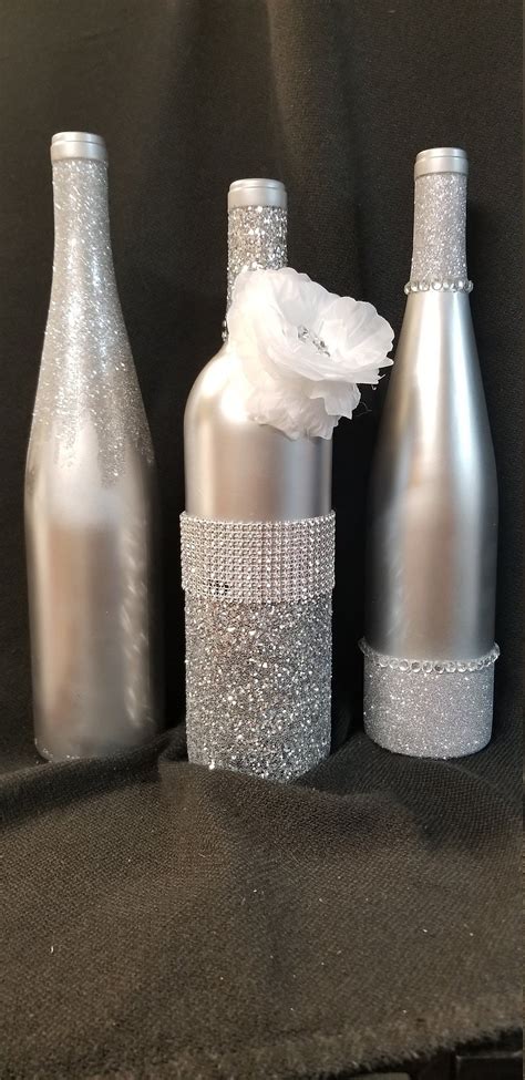 Metallic Bling Bottles By Whimsicalwinedecor On Etsy Spray Painted