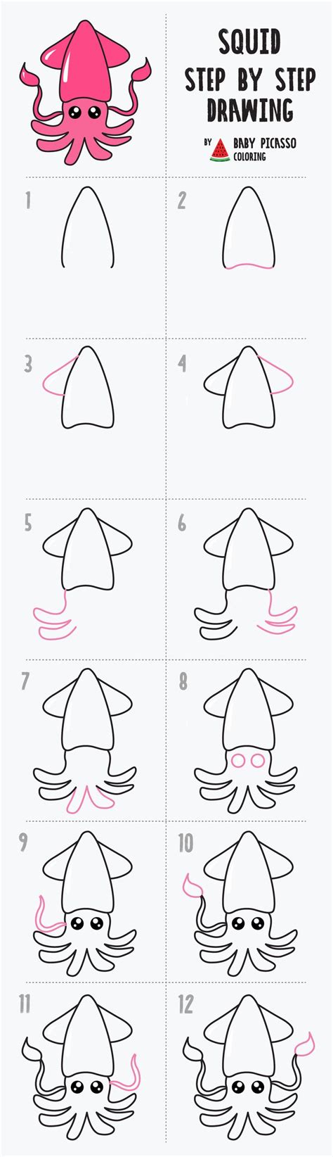 How To Draw A Squid For Kids Step By Step Drawing Squid Drawing