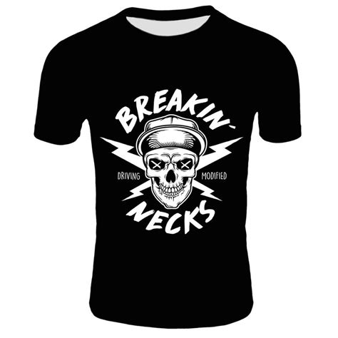 Dressing2020 Hip Hop Skull Printed T Shirt Men Black T Shirt Punk Rock