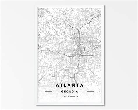 Atlanta Georgia Map Print Custom City Map Print Atlanta Ga Etsy