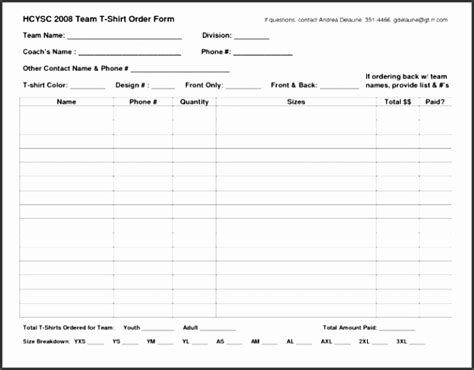 simple  shirt order form template sampletemplatess