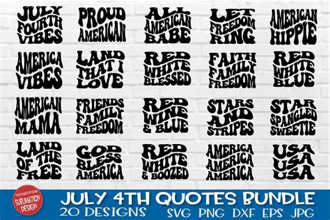 July 4th SVG Bundle | 20 Patriotic Quotes Cut Files