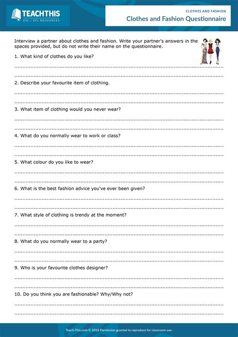 Esl Clothes And Fashion Activity Reading Writing Listening And