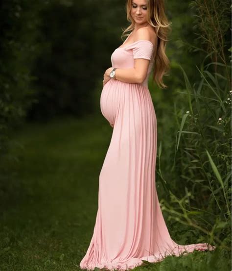 Cotton Pregnancy Women Maternity Dress For Photo Shoot Long Pink Women Photography Dress