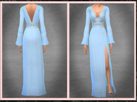 The Sims Resource Gh Butterfly Sleeve Side Slit Gown New Mesh