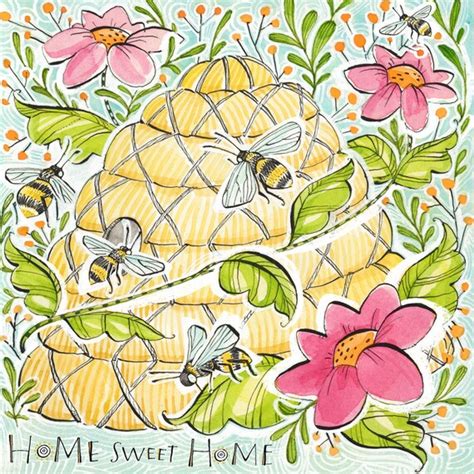 Bee Hive Art Print Limited Edition Archival Watercolor Etsy