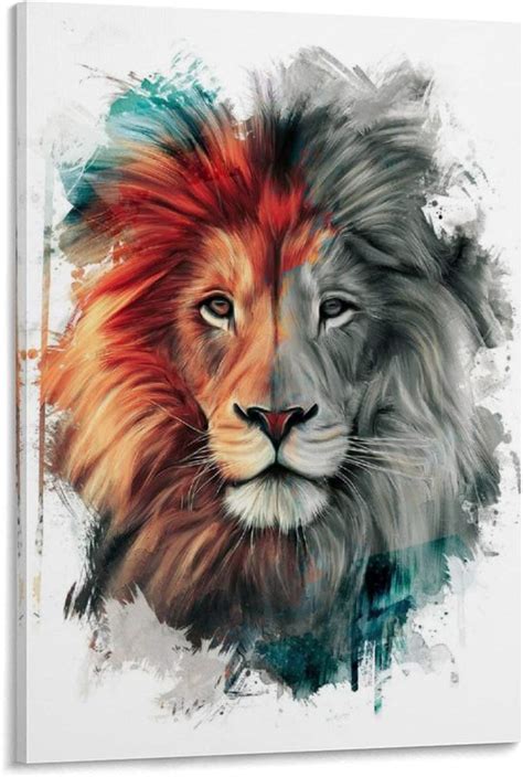 YJTY Watercolor Lion Canvas Art Poster And Wall Art Picture Print