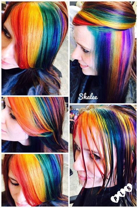 Blue and orange palettes with color ideas for decoration your house, wedding, hair or even nails. Rainbow haircolor|blue yellow green red pink orange purple ...