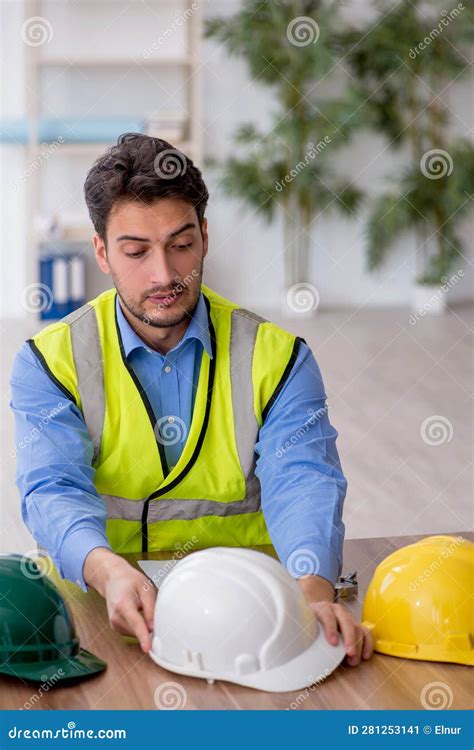 Young Male Architect Working In The Office Stock Image Image Of