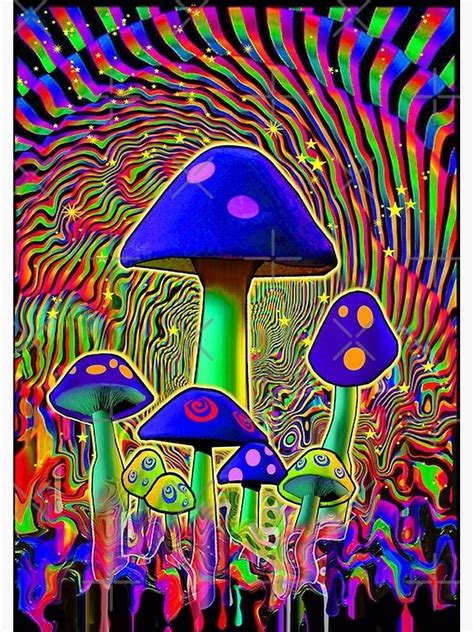 Mind Melt Mushrooms Black Light Poster By Trendira In 2021 Trippy Painting Hippie Wallpaper