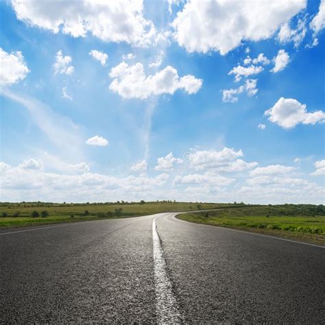 Blue Sky With Clouds Over Asphalt Road Stock Photo Image Of Country