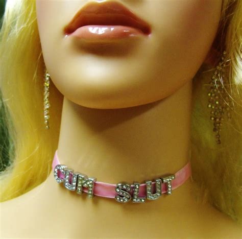 Any Size Personalized Choker Pink Black Velvet Cum Words Sissy Ddlg