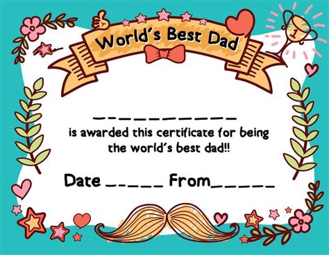 Worlds Best Dad Award Certificate Template For Fathers Day 558735