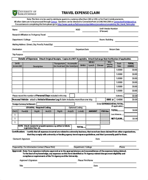 sample travel expense claim forms  ms word