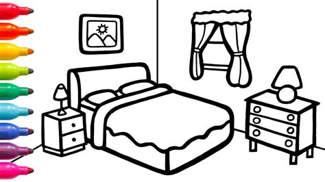 Bedroom Drawing Coloring For Children And Learn Furnitures Magic