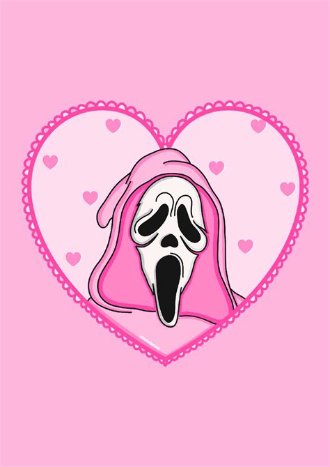 Pink Ghostface Scream Inspired Print Halloween Decor Horror Etsy