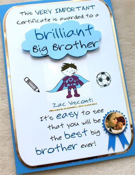 Maybe you would like to learn more about one of these? New Big Brother Certificate Card handmade by mandishella ...