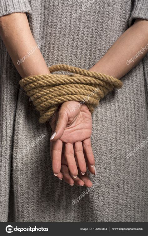 Womans Hands Back Tied Rope Long Nails Stock Photo By Adam R