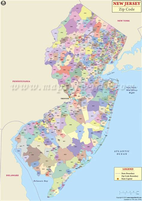 New Jersey Zip Codes Map List Counties And Cities