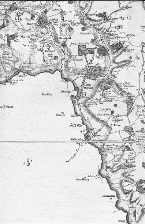 Detail Of Hodskinsons 1783 Map Of Suffolk Sudbury And Long Melford