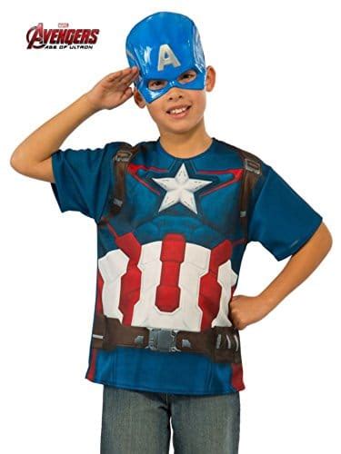 Avengers 2 Captain America Tshirt Boys Fancy Dress Superhero Kids