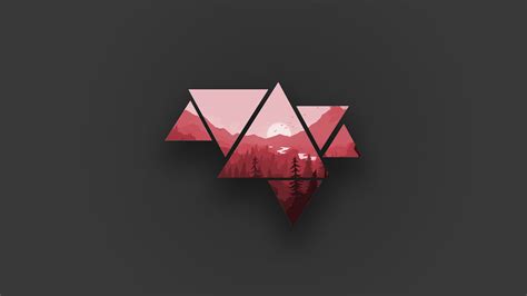 Minimalistic Mountains Red With Dark Background 1920x1080 Wallpaper