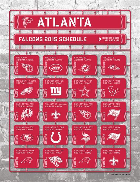 Atlanta Falcons Schedule College Schedule College Team Tampa Bay Bucs
