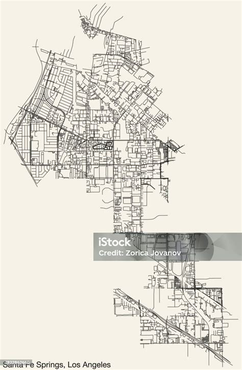 Street Roads Map Of The City Of Santa Fe Springs Los Angeles City