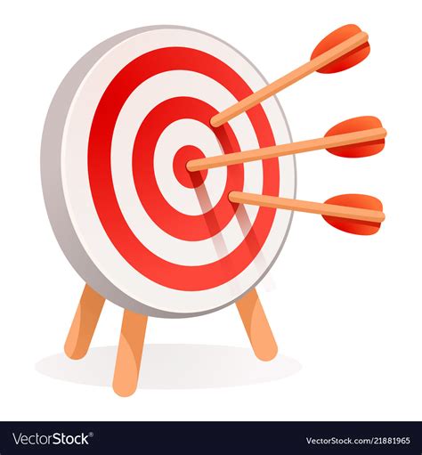 Red White Target Icon Cartoon Style Royalty Free Vector
