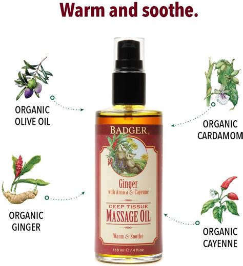 Ginger Deep Tissue Organic Massage Oil Badger Organic Massage Oil
