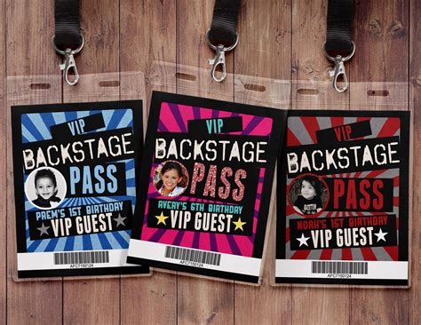 Birthday Invitation Rock Star VIP PASS Backstage Pass Concert Ticket Birthday Invitation